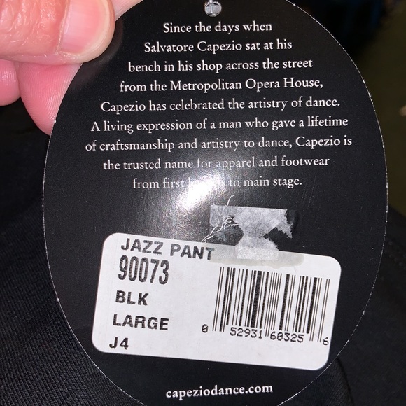 Capezio black jazz pants J4 large cotton new with tags - Picture 6 of 6